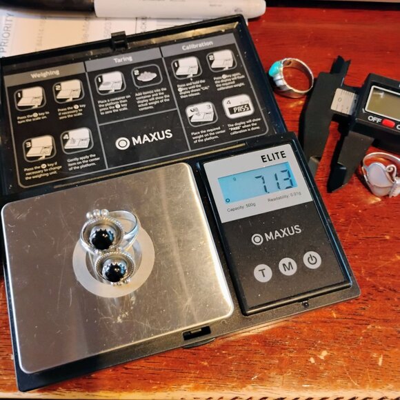 Native Southwest Style Double Stone Black Onyx Sterling Silver Ring Size 9 - Picture 6 of 6